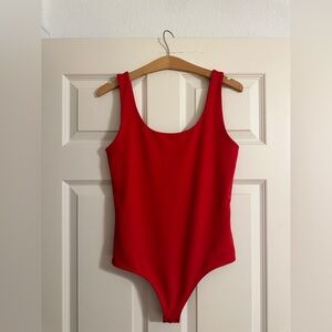 EXPRESS Deep Red Body Contour Red Bodysuit Size Medium